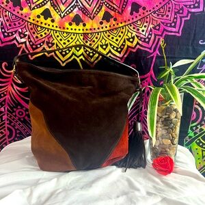 My choice Suede Italian Leather Shoulder Hobo Handbag Italy.